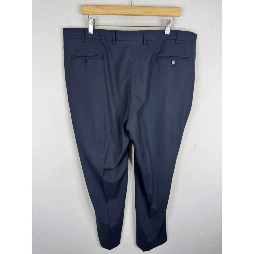 Canali Mens Black 100% Wool Flat Front Dress Pants 40x31 Made in Italy
